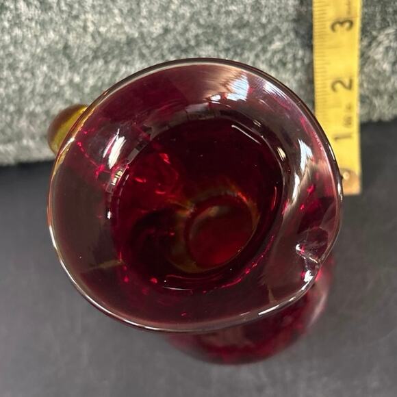 UV Reactive Red Amberina Mid-Century Modern Kanawha Glass Bud Vase MCM - Picture 8 of 11